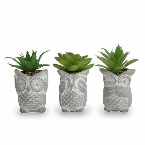 3 Pieces Owl Planter Compact Owl-Shaped Planter Decorative for Desk, Windowsill