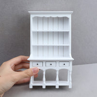 1:12娃娃屋dollhouse迷你家具模型立式书柜微缩橱柜木质白色柜子