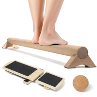 Juneng Wooden Balance Board with Stretcher for Strength Training and Ballet