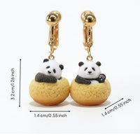 Panda Dangle Earrings Three-Dimensional Panda Earrings Cute Jewelry for Teens, Everyday Wear