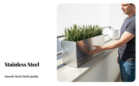 Anti-Rust Outdoor Planter with Drainage Tray Weather Resistant Heavy-Duty Outdoor Planter Long-Lasting Finish Galvanized Steel Flower Box for Apartment Dwellers, DIY Decorators, Balcony, Rooftop, Courtyard, Garden