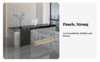 Modern Reception Desk Varnished Surface Ed Finish Minimalist Front Desk Sturdy Construction Retail Cashier Counter for Receptionists, Spa, Boutique