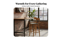 Four-Legged Wooden Stool Minimalist Bar Height Design Height Seating Long-Enduringing Construction Ergonomic Backrest