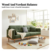 3-Seater Straight-Line Settee Removable and cleanable Cover 3-Seater Settee sturdy wood Wood Frame Sofa for Small Apartment Dwellers, Families, Lounge, Home