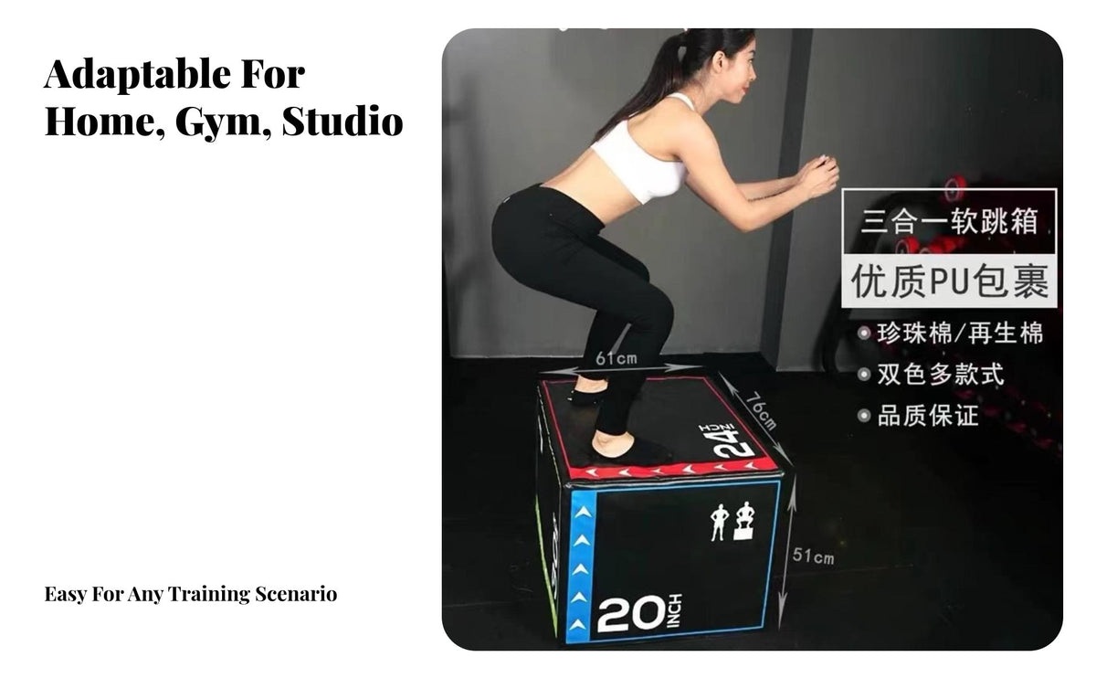 3 in Jump Box PU Foam Padding Fitness Jump Box Firm-Density Exercise Step Cube for Beginners, Athletes, Home Gym