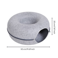 Semi-Enclosed Donut Cat Cave Easy to Clean Felt Cat Bed Cozy Hideaway Washable for Apartment