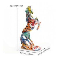 Horse Figurine Graffiti Horse Statue Rearing for Bookshelf