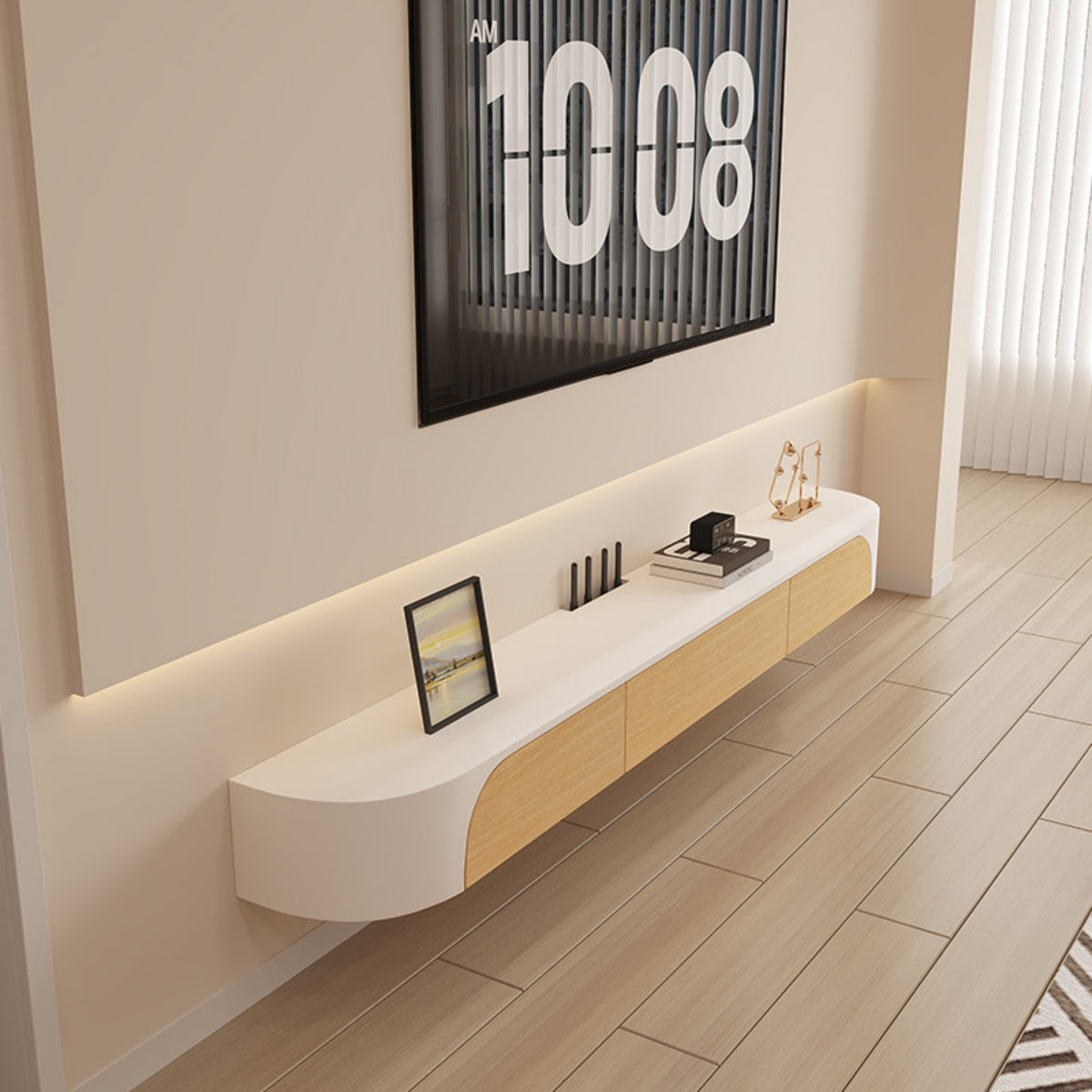 Wall-Mounted Tv Stand Thin Wall-Mounted TV Cabinet Modern Minimalist Wall-Hung Media Console for Living Room