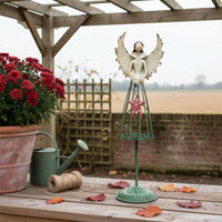Iron Angel Stand Decor Antiqued Accent Vintage Angel Figurine Artisan-Made Look