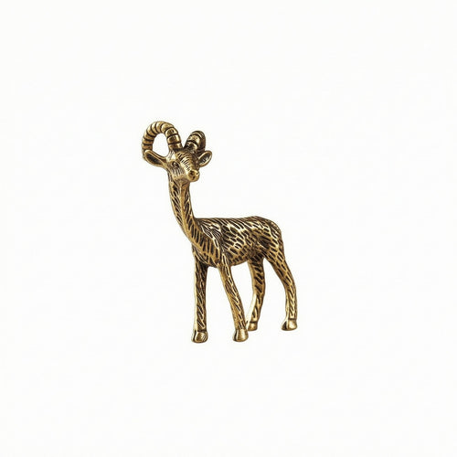 Brass Goat Figurine Textured Metal Goat Figurine Decorative