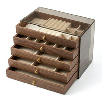 Large Capacity Walnut Jewelry Storage Box with Display Rack