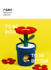 zeze新年盆栽有钱花猫窝保暖猫爬架半封闭式猫咪屋猫别墅宠物用品
