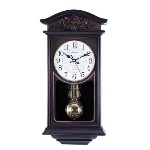 Pendulum Wall Clock Wood-Look Wall Clock with Pendulum Farmhouse for Home Office