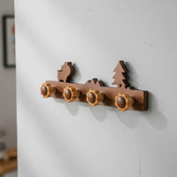 Decorative Wooden Hook Rack Polished Finish Cartoon Wood Wall Hook for Children