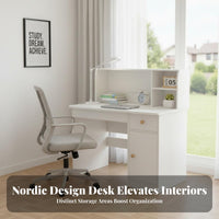 Computer Desk with Hutch and Drawers Desk with Shelves Writing Desk with Bookshelf Workstation Engineered Wood Storage Shelves Suitable for Student Study Home Office Dorm Room