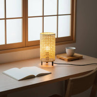 Rattan Table Lamp Black Base Home Lighting Adjustable 3 Colors