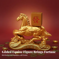 Chinese Astrological Horse Ornament Sand Gold Finish Chinese Astrological Horse Sculpture Metal Handmade Decor Decoration for Desktop, Office