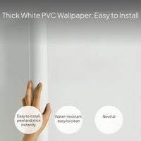 Pressure-Sensitive Ivory Wallpaper, Thick PVC, Water-Resistant