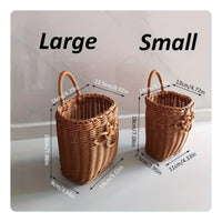 Wall Storage Basket Natural Woven Hanging Basket Simple for Kitchen