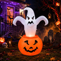 Outdoor Halloween Inflatable with LED Light Lighted Inflatable Ghost with Pumpkin Giant Inflate Ghost Bright for Yard
