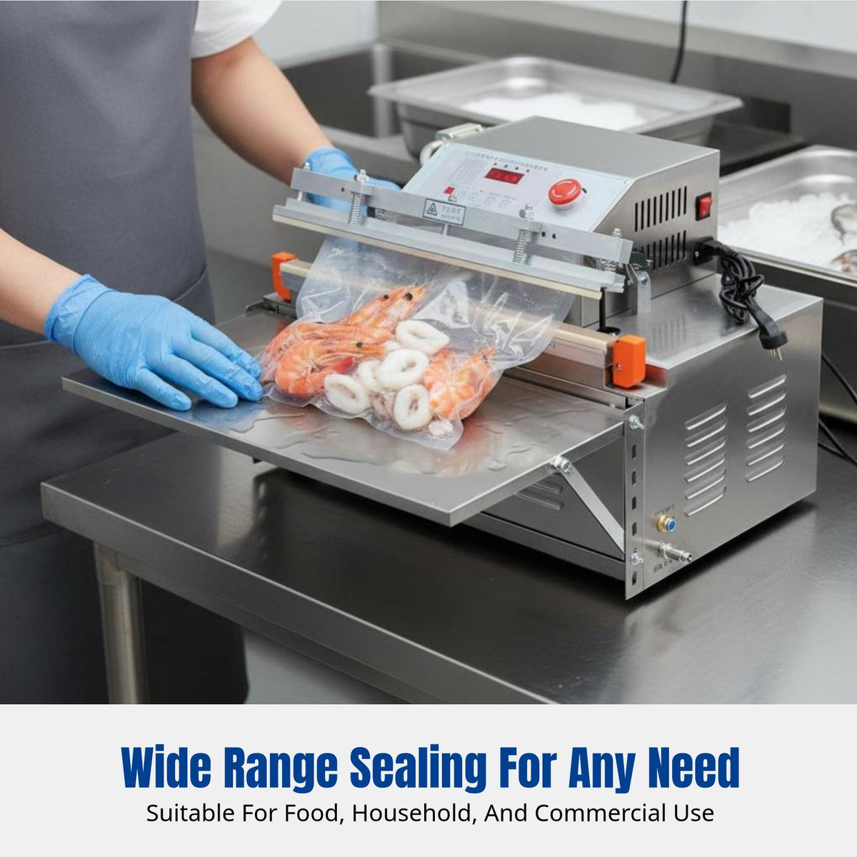 Automatic Vacuum Sealer, External Extraction, Large Commercial Food Packaging Machine, Dual Use for Dry and Wet, Wide Sealing, Seafood, Rice Dumplings, Yangmei