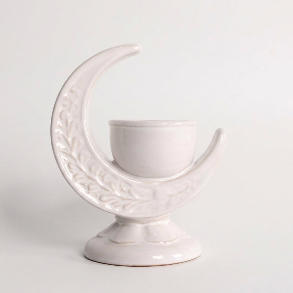 Half-moon Moon Ceramic Incense Holder Burner Arabian Style Candle Holder