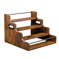 Liquor Bottle Display Shelf Four-Tier Mini Bar Shelf Stand Wood-Grain