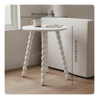 Round Bobbin Leg Table Solid Wood Bobbin Leg Accent Table Space Saving Vintage Design Nightstand for Living Room, Bedroom