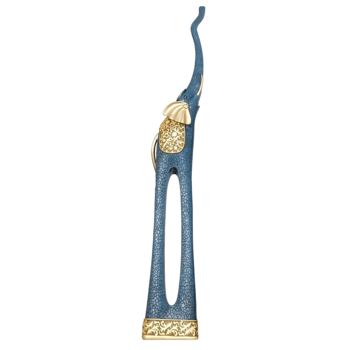 Elephant Statue with Trunk up Freestanding Ornament Sculptural for Tabletop