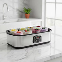 Yogurt Maker with Glass Jars Stainless Steel Electric Yogurt Maker Compact Appliance for Kitchen