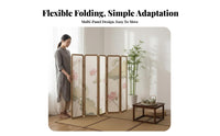 Foldable Design Multi-Panel Folding Screen Modern Oriental Aesthetic 4-Panel Folding Divider Mobile & Portable Room Partition Freestanding for Interior Decorators, adirectionice Managers, Remote Workers, Bedroom, Studio Apartment, Restaurant