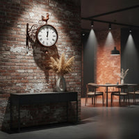 Wrought Iron Hanging Timepiece Decorative Vintage Wall Timepiece Quiet