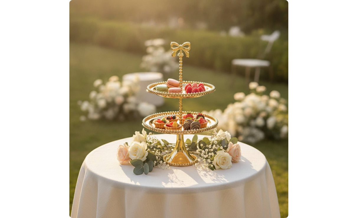 Tiered Stand with Mirrored Trays Ornate 2-Tier Dessert Stand Decorative Cupcake Display Display Stand for Party Hosts, Brides, Afternoon Tea