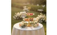 Tiered Stand with Mirrored Trays Ornate 2-Tier Dessert Stand Decorative Cupcake Display Display Stand for Party Hosts, Brides, Afternoon Tea