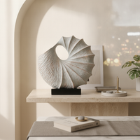 Shell Sculpture Distressed Sculpture with Base Textured Shell Decor for Decorators, Homeowners, Console Table, Living Room, Bookshelf