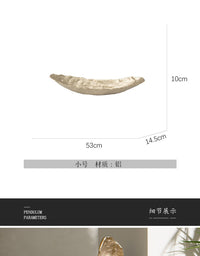 Modern European Light Luxury Gold Hammered Long Tray for Living Room Entryway