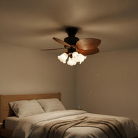 Retro Overhead Fan Light Decorative Vanes Antique Fan Lamp three color dimming for Bedroom, Study
