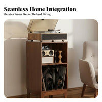 Vinyl Record Storage Cabinet with Adjustable Shelves Record Player Console Ergonomic Height Retro Turntable Console Made from Ash Wood Suitable for Audiophiles Music Room Study