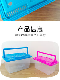 运输盒乌龟缸宠物饲养仓鼠盒爬虫手提大中小号透明盒子金鱼缸塑料 鱼之海图案小号绿色