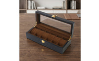 Clear Watch Display Box Matte Watch Organizer with Glass Lid Slim Storage Hinged for Collectors