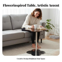 Round Glass Top Table Space-Saving Tripod Glass End Table for Entryway, Renters