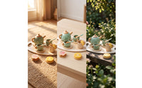 Wooden Tea Set Wood Pretend Tea Set Pastel for Kids