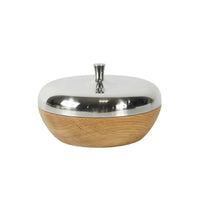 Storage Bowl with Lid Wood-Grain Candy Dish with Lid Stainless Steel Servingware for Countertop