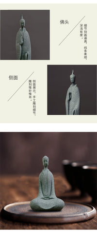 青砂石佛像摆件微景观鱼缸造景假山盆景客厅禅意茶桌面石头小坐佛