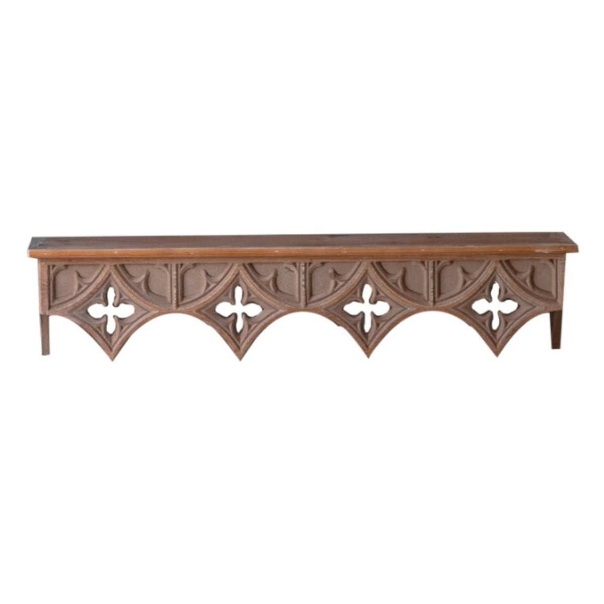 Wall Shelf with Carved Apron Versatile Carved Wall Ledge Compact for Cafe
