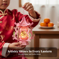 Traditional Lantern, DIY Cartoon Castle Lantern, Handheld Glowing Flower Light for Children, Festive Decoration