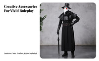 Plague Doctor Costume Faux Leather Accents Dress-up Apparel Scary for Cosplayers