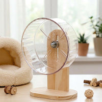 18cm Hamster Wheel and Nighttime Comfort Wheel, Silent Exercise Runner with Fixed Stand, Clear Firm Surface for Dwarf Hamsters and Mice