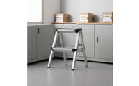 Double-Sided Ladder Stool with Wide Pedals Foldable Folding Ladder Sturdy Folding Step Stool Heavy Duty for Home, Apartment, Utility Room