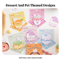 30 Pieces Cute Animal Y Notes Self Cute Animal Note Pad Hand-Drawn Design Dessert Shaped Y Notes for Kids, Teenagers, Planners, Home